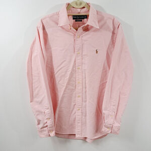 Ralph Lauren Mens Classic Cotton Dress Shirt Button Up Sz Large Salmon Pink